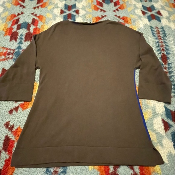 Geometric Boat Neck Knit Sweater 3/4 Sleeve Brown/ Orange/Blue Women’s Sz Small - Picture 8 of 8